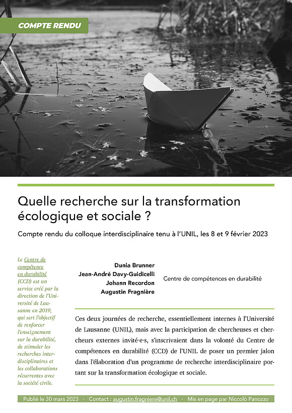 Quelle recherche sur la transformation écologique et sociale